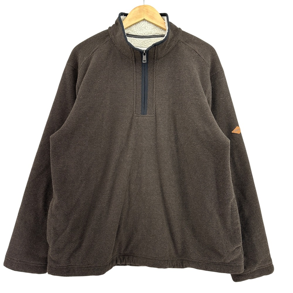 Orvis Classic Collection Waffle Knit Sherpa Lined Quarter Zip Fleece Mens XL